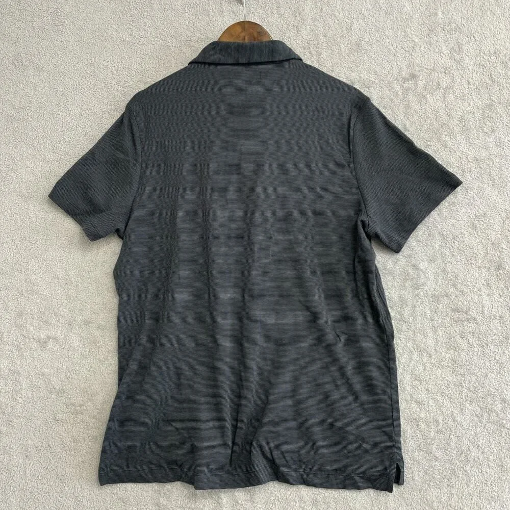 NWOT Banana Republic Men's L Cotton Polo Shirt Gray Striped Short Sleeve